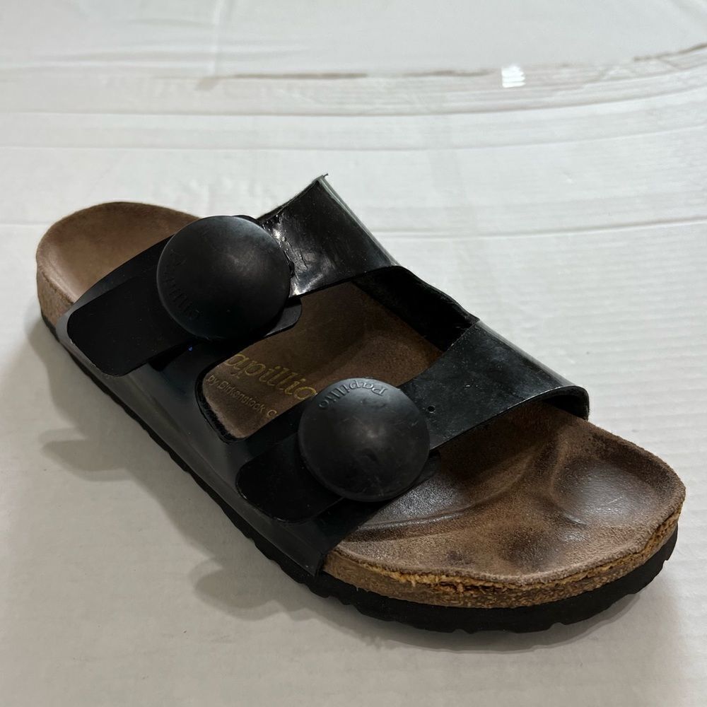 Papillon By Birkenstock Padded Slide Sandal Patent Leather Sandals Size 38